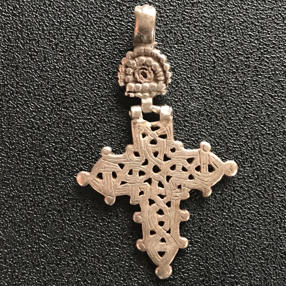 Detailed Ethiopian Silver Cross Pendant